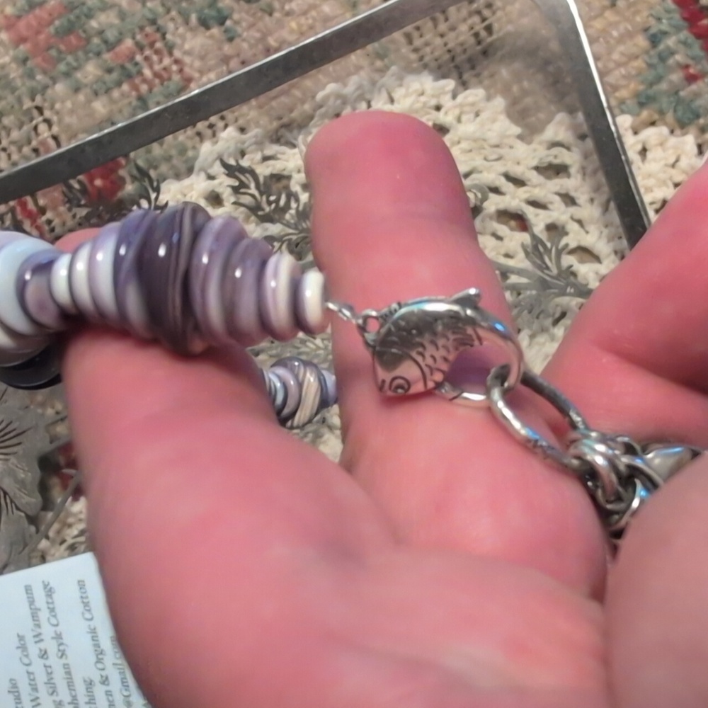 💥SOLD💥"New"Wampum,Sterling Silver Bracelet - Picture 4 of 10